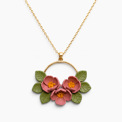Grounded Bloom - Botanical Hoop Necklace