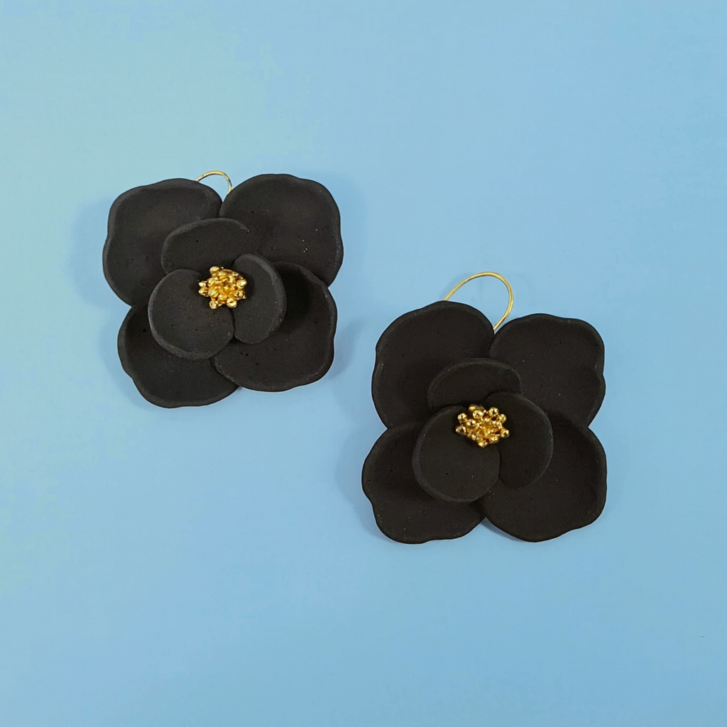 Boldly Blooms Statement Earrings - Solid color