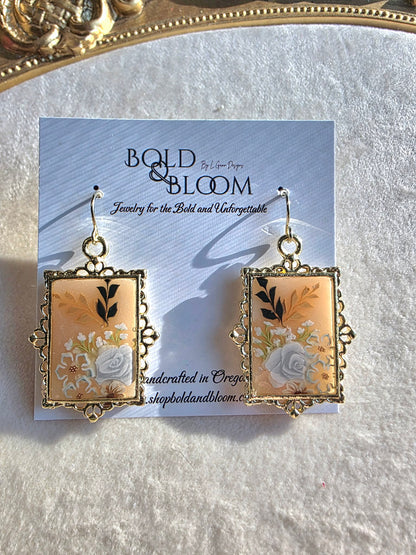 Ivory Keepsake Rose Earrings