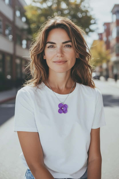 Blooms of Resilience Pendant Necklace Purple Pearl