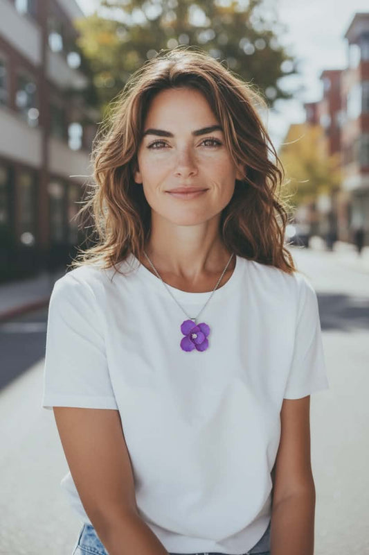 Blooms of Resilience Pendant Necklace Purple Pearl