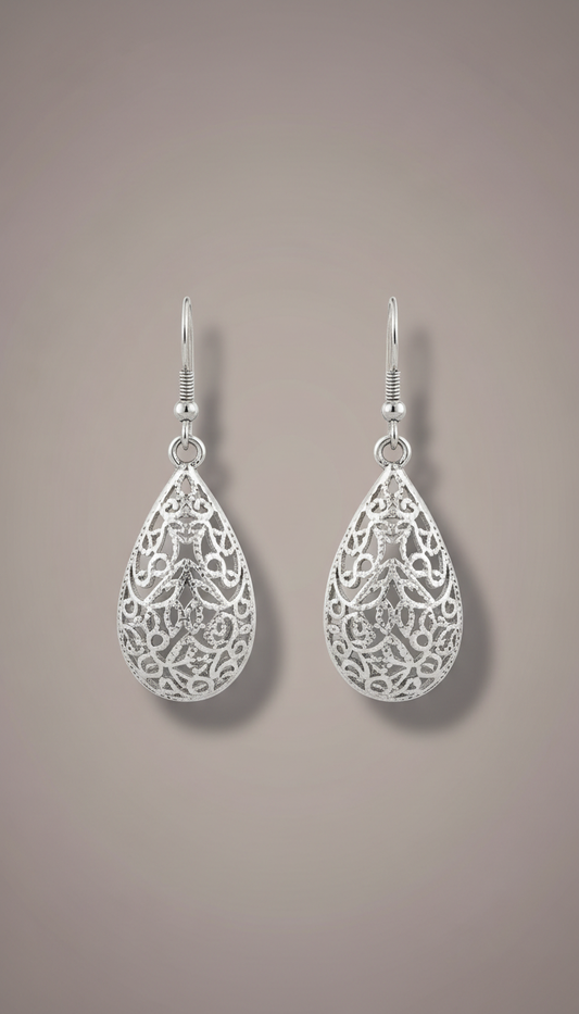 Sterling Silver Lacework Drop Earrings