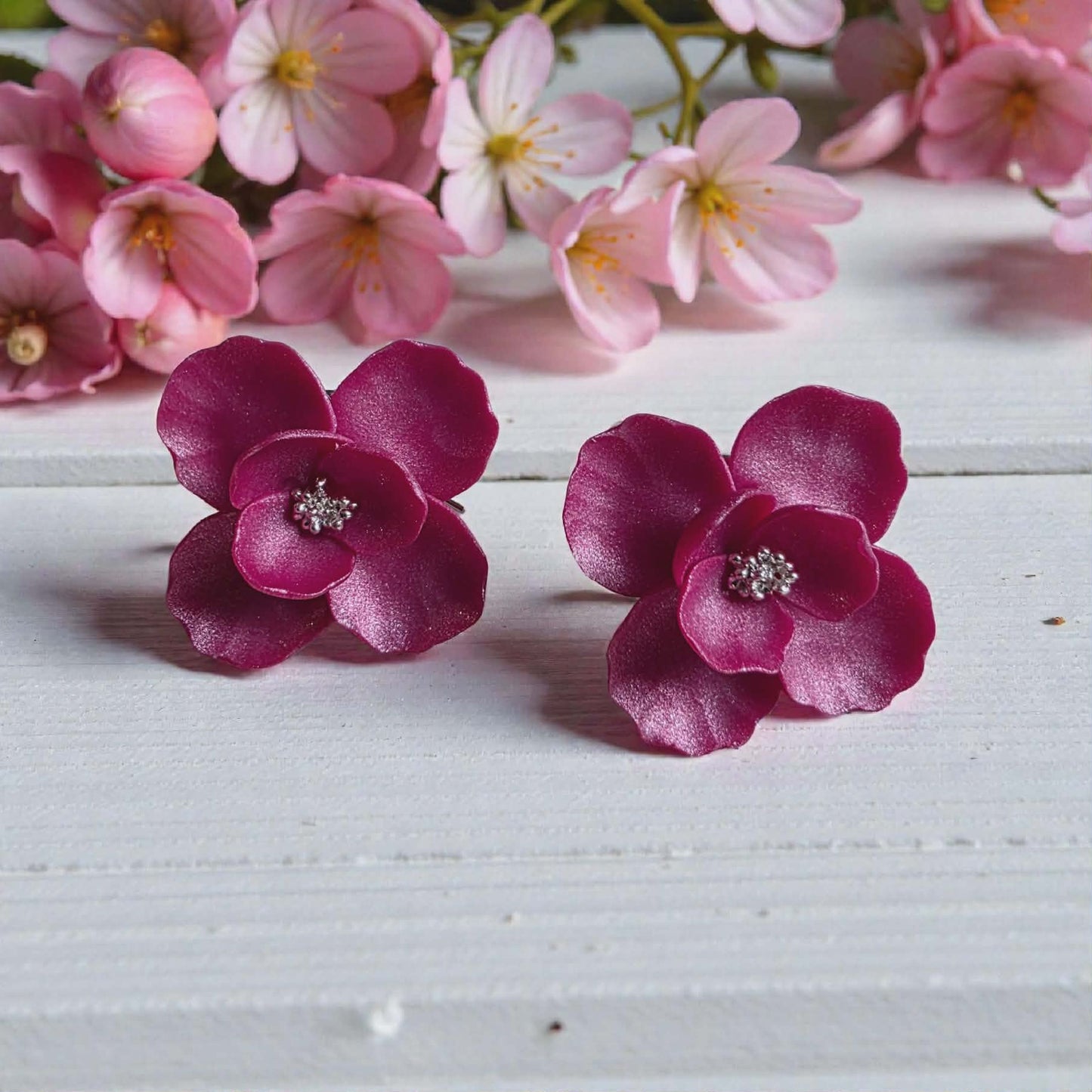 Blooms of Resilience Dangle Earrings Pink Berry Pearl