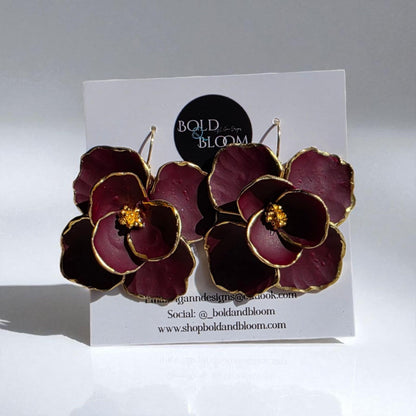 Boldly Blooms Statement Earrings - Teal