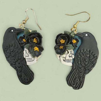 Held in Shadow – Raven Dangle Earrings