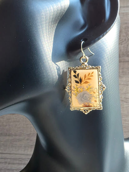 Ivory Keepsake Rose Earrings