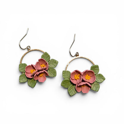 Grounded Bloom - Botanical Hoop Earrings
