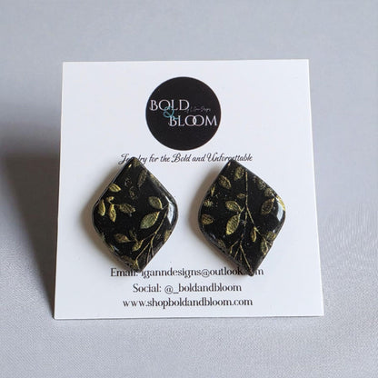 Leaf and vine stud earrings
