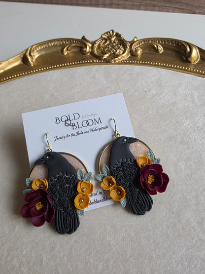 Raven Bloom Dangle Earrings