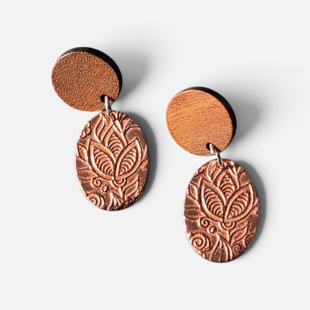 Copper Lotus Blooms | Handcrafted Copper Floral Earrings