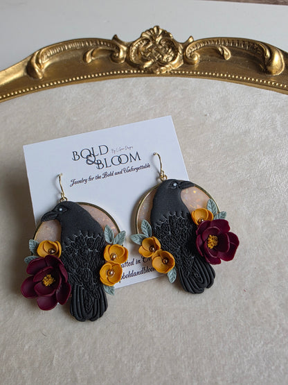 Raven Bloom Dangle Earrings
