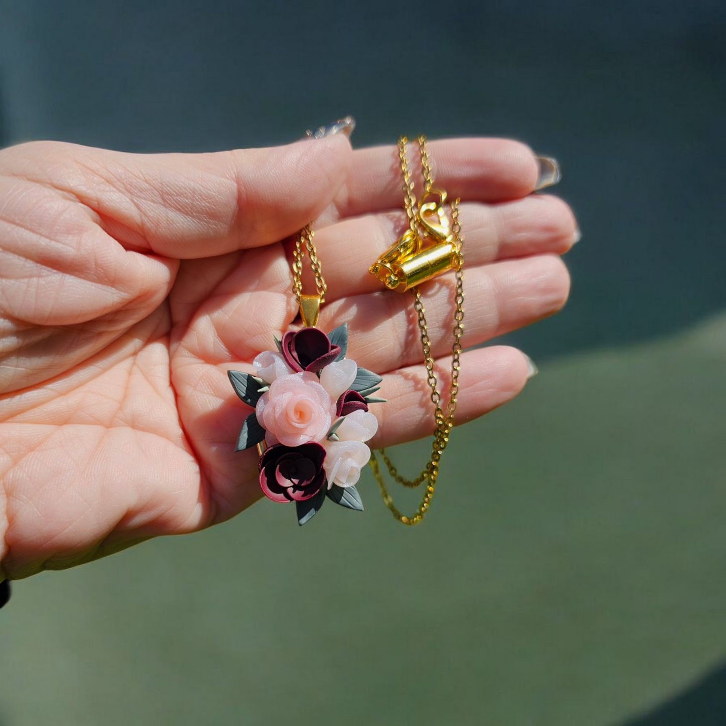 Floral Bouquet Pendant Necklace