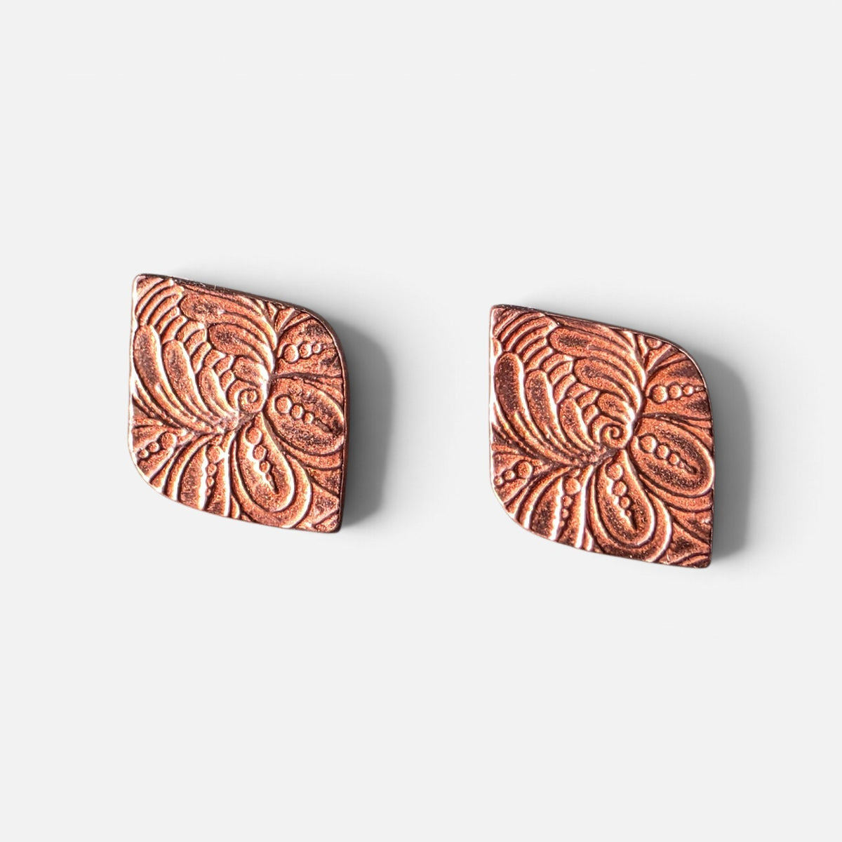 Copper Flourish Stud Earrings