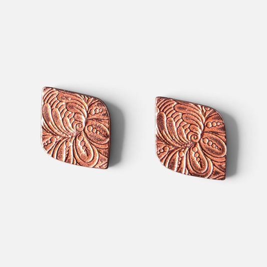Copper Flourish Stud Earrings