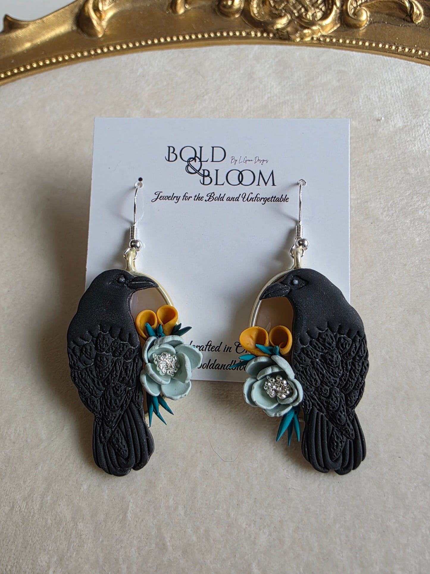Quiet Bloom Raven Earrings