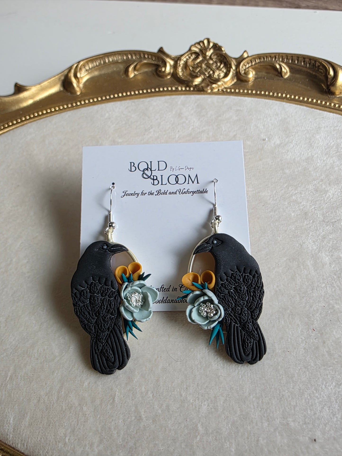 Quiet Bloom Raven Earrings