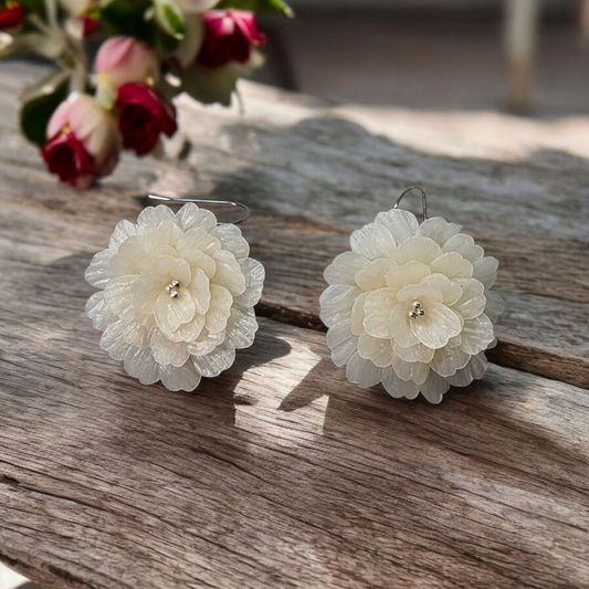 Midnight Bloom floral dangle - Ivory