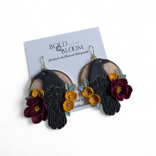 Raven Bloom Dangle Earrings