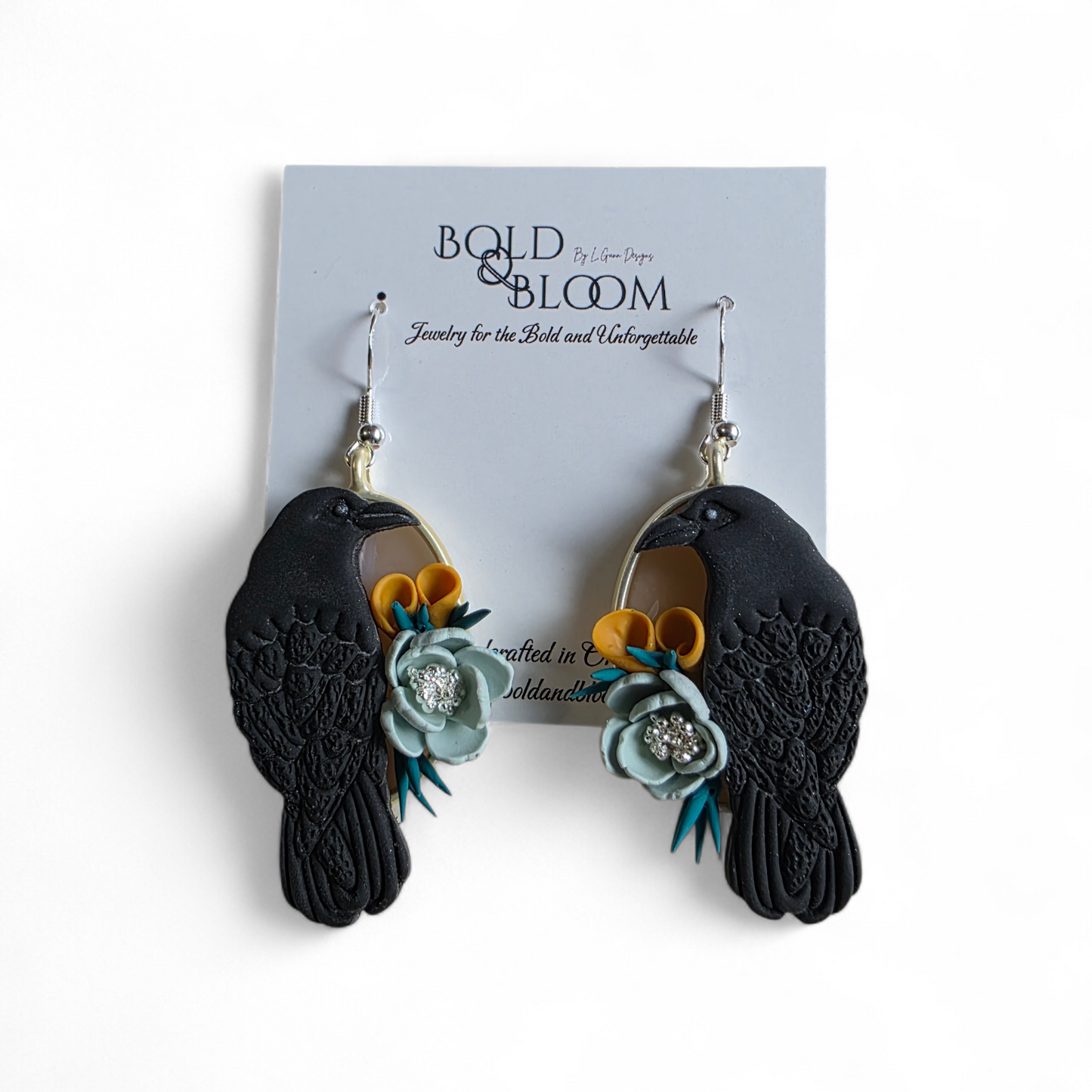 Quiet Bloom Raven Earrings