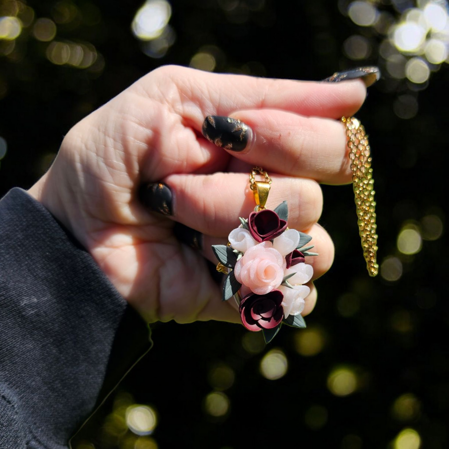 Floral Bouquet Pendant Necklace
