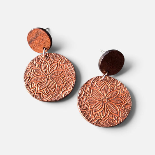 Copper Mandala Blooms | Handcrafted Copper Floral Earrings