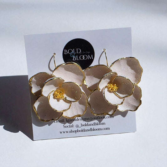 Boldly Blooms Statement Earrings- White